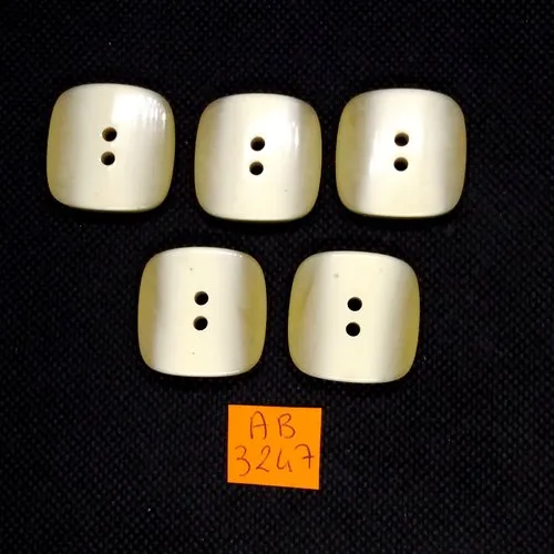 5 beige resin buttons - 26x26mm - AB3247