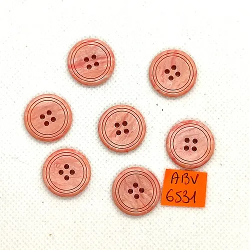 7 pink resin buttons - 18mm - abv6531