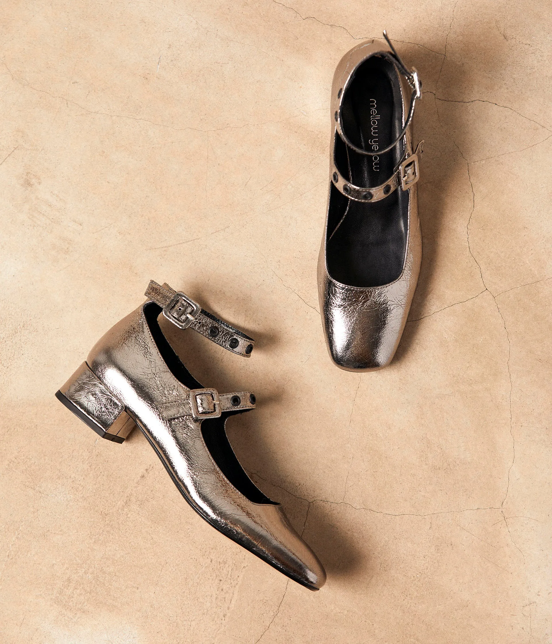 Silver Auréa Leather Mary Janes