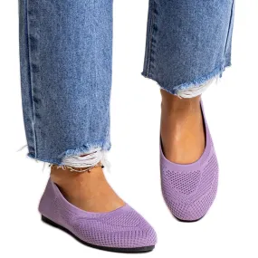 Purple Fabric Ballet Flats by Yafia