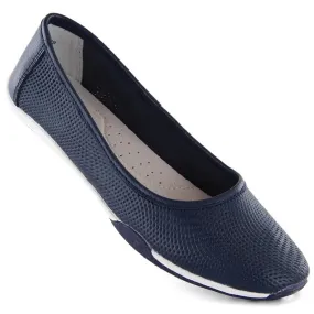 Ballerines slip-on ajourées en cuir femme, bleu marine Filippo DP3681