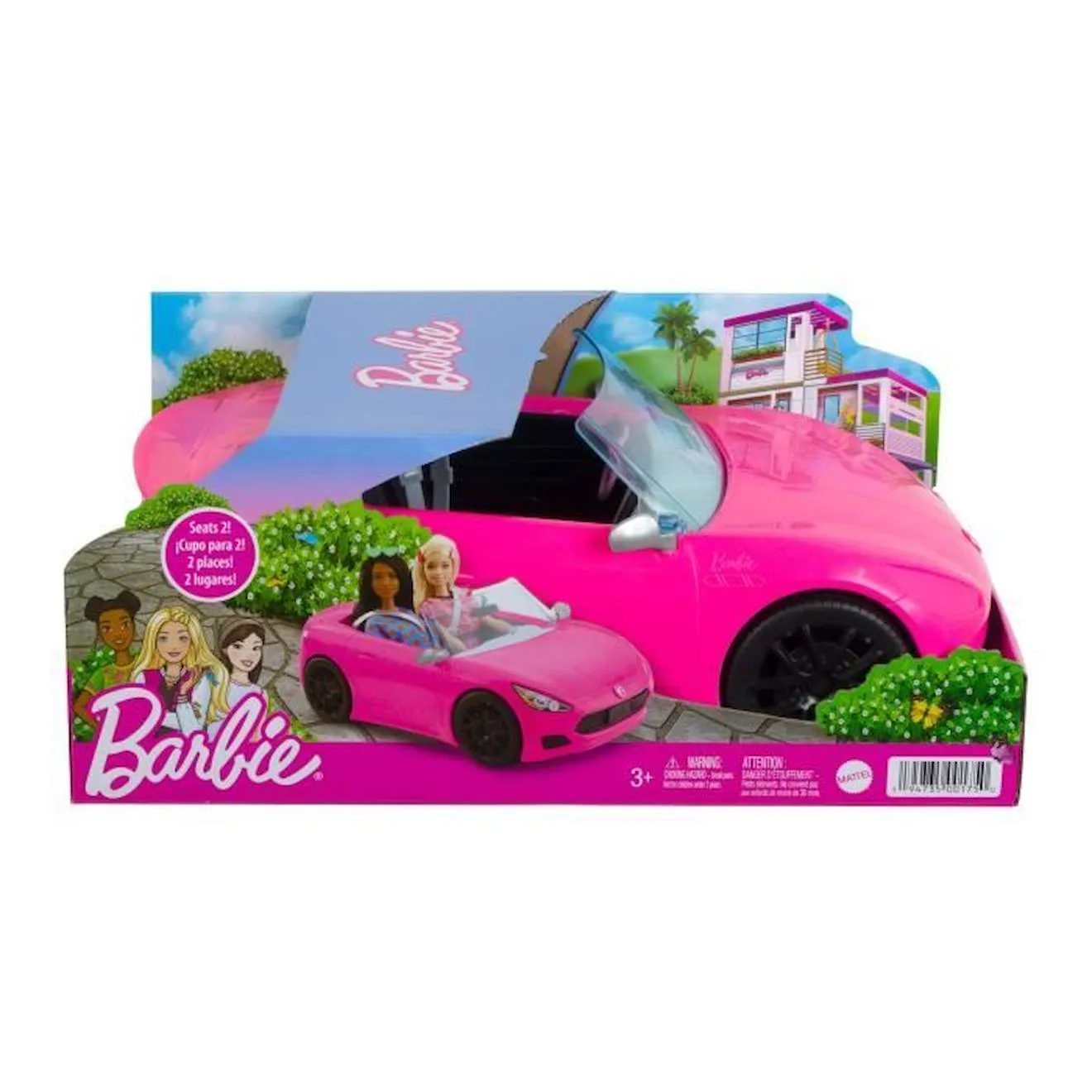 Barbie - Voiture Cabriolet de Barbie - Véhicule poupée mannequin - Dès 3 ans HBT92 rose - Barbie