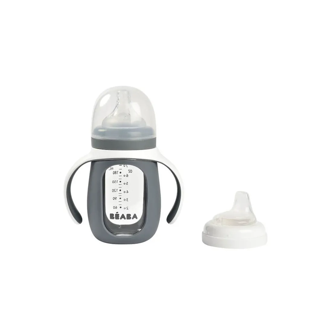 Biberon d'Apprentissage en Verre (210 ml) Gris - Béaba
