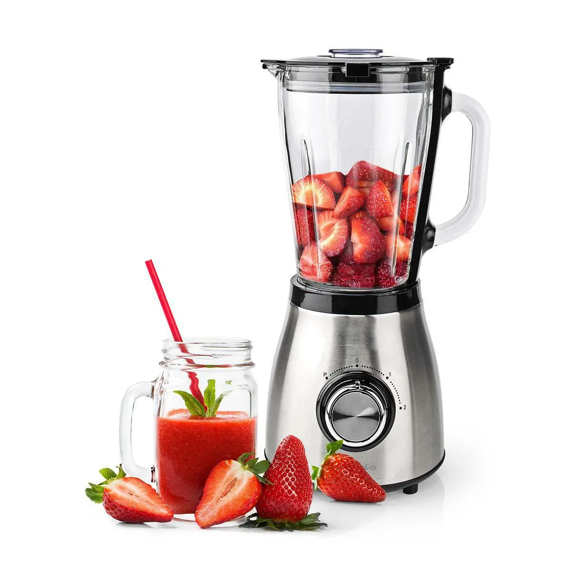 Blender Nedis 800W - 1,5L verre - 2 réglages de vitesses inox | 3 Suisses