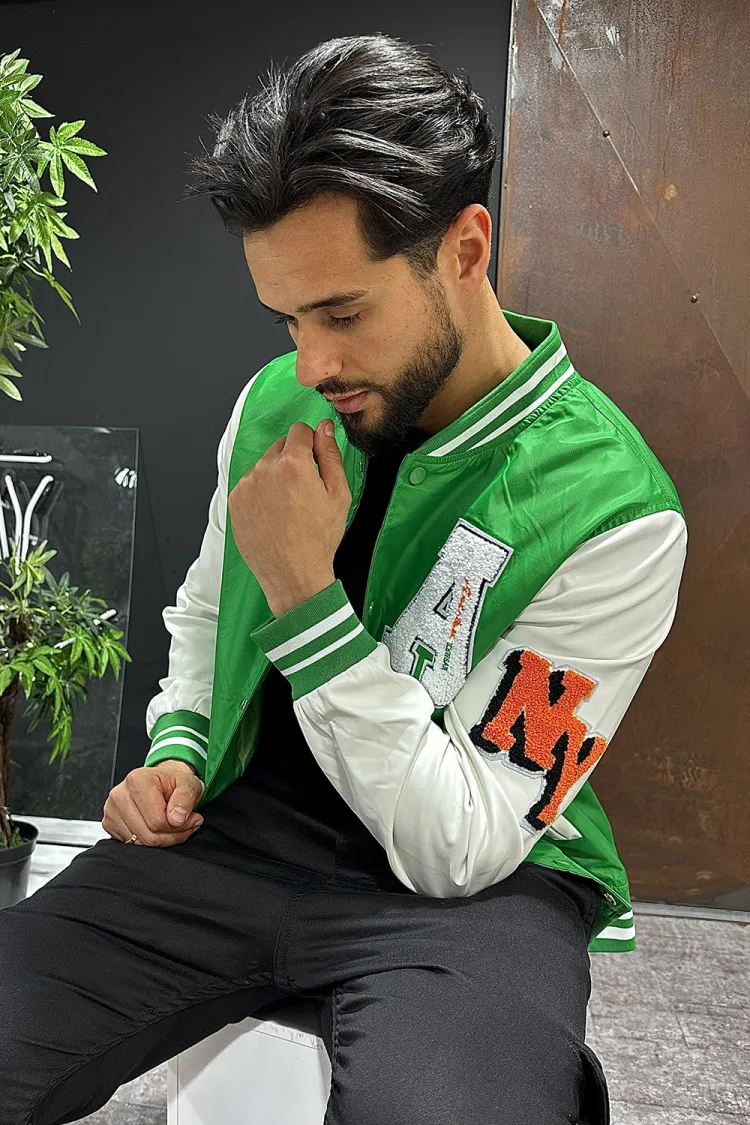 Bomber vert à inscriptions " A & NY "
