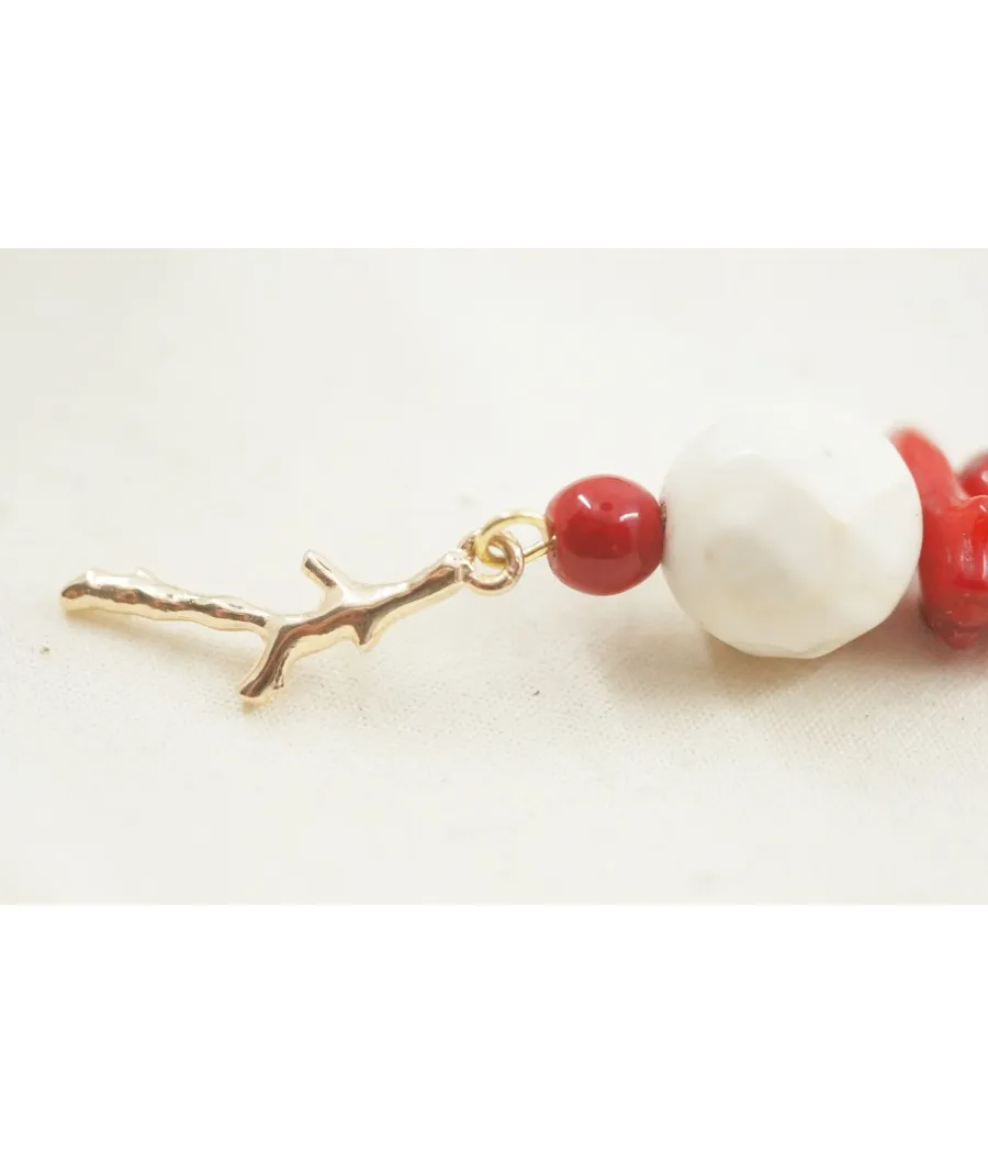 BOUCLES BAMBOU DE MER ET PERLE BLANCHE FACETEE MATE