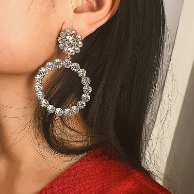 Boucles d'oreilles femme Grand Rond Cristal