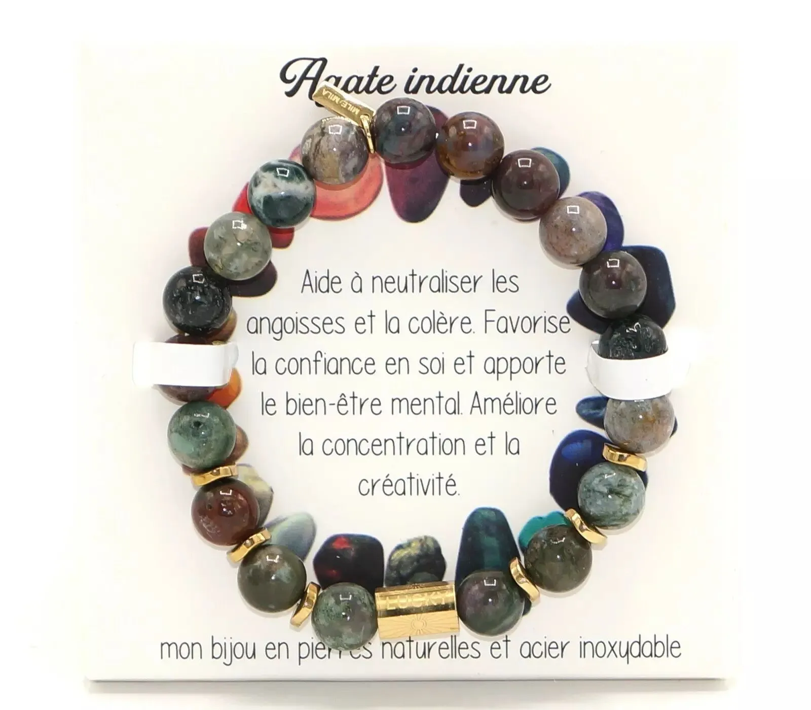 Agate Indian Bracelet Milë et Mila Elasticized