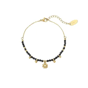 Laurie Obsidian Gold-Plated Steel Bracelet