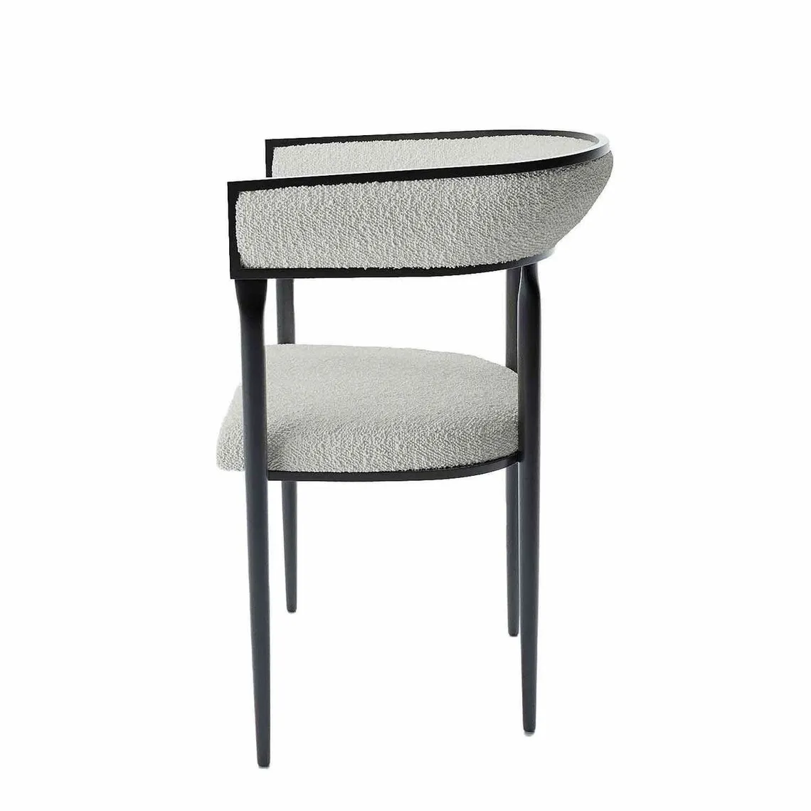 Chaise de salle à manger design en tissu bouclette Aurore blanche  | 3 Suisses