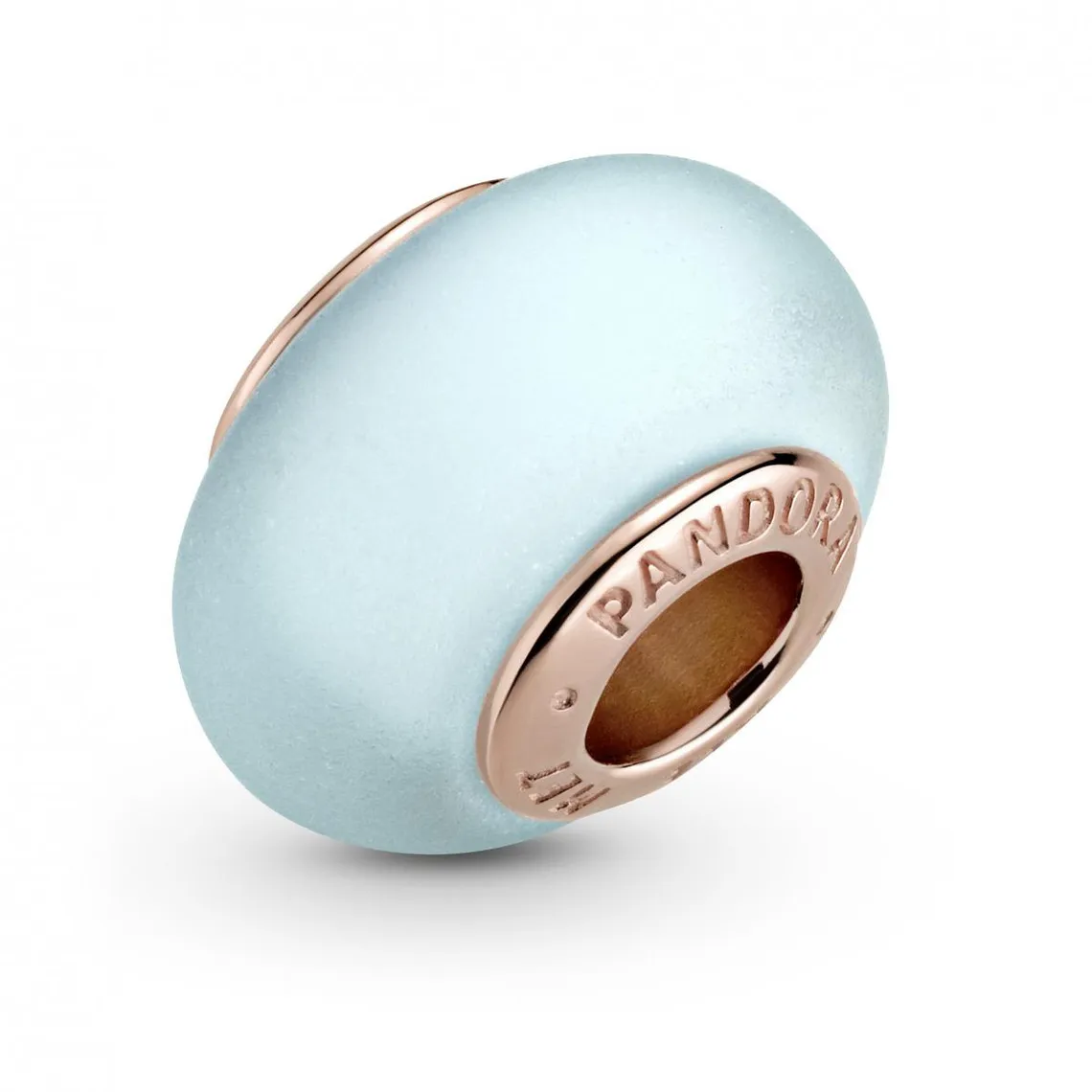 Charm Verre de Murano Bleu Mat Pandora Colours - noyau métal Doré à l'or Rose 585/1000e | 3 Suisses