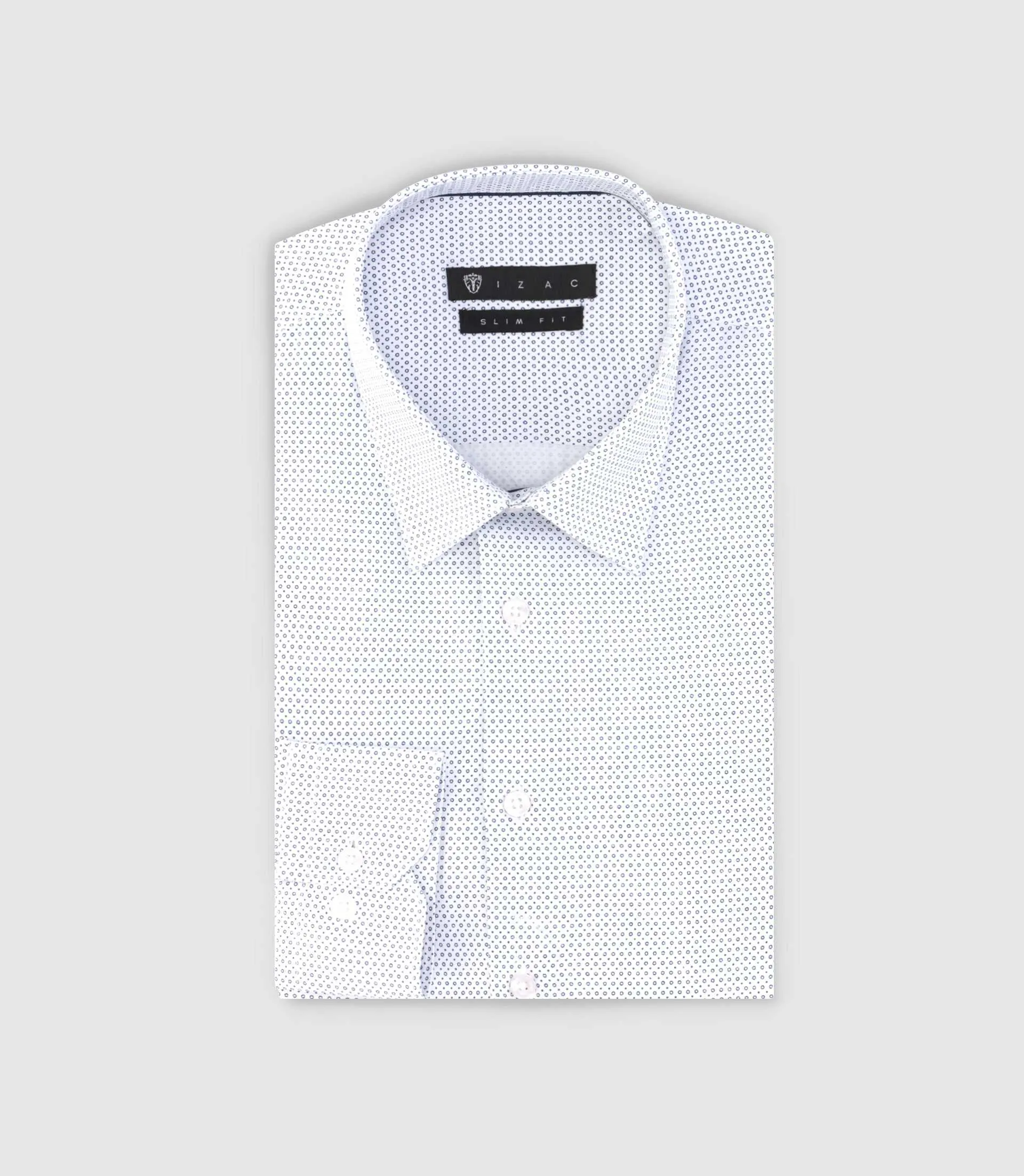 Chemise slim imprimée micro motifs blanc et marine PERLE