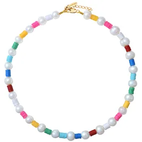 Collier Heishi Perle d'Eau Douce Rainbow