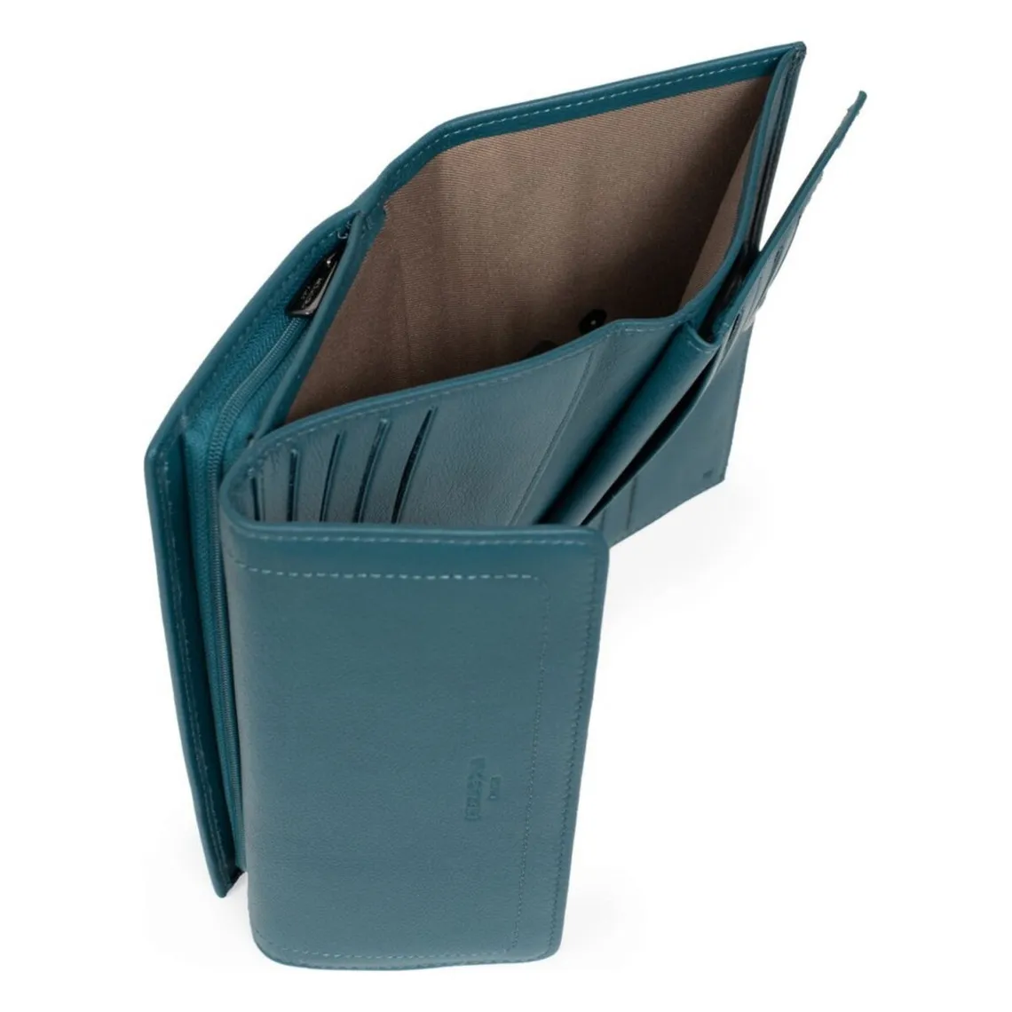 Compagnon de voyage Stop RFID Cuir SAUVAGEH Bleu pétrole | 3 Suisses
