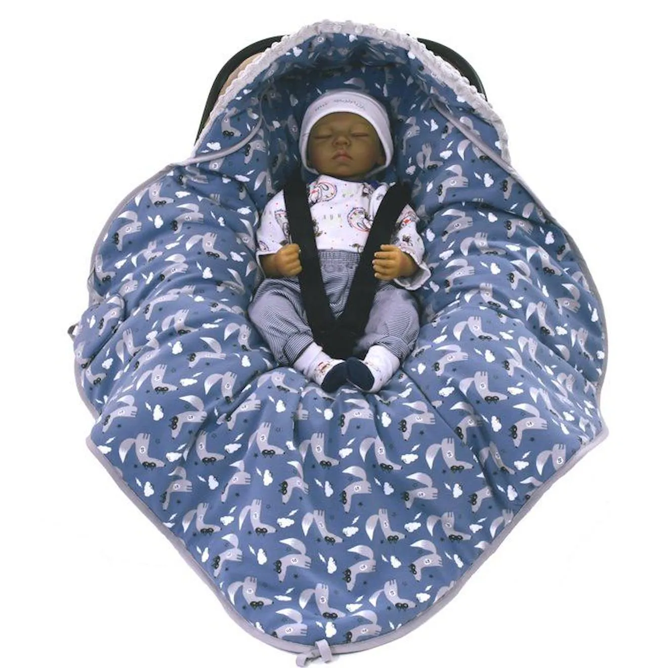 Couverture enveloppante réversible et multi-usage - SUPER LOUP bleu - Sevira Kids