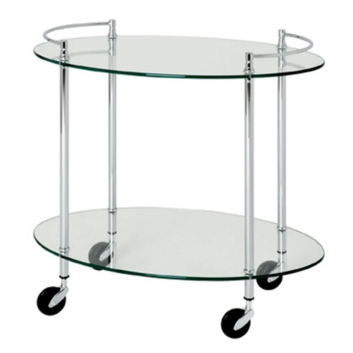 Desserte sur roulette ovale avec double plateau verre trempé | 3 Suisses