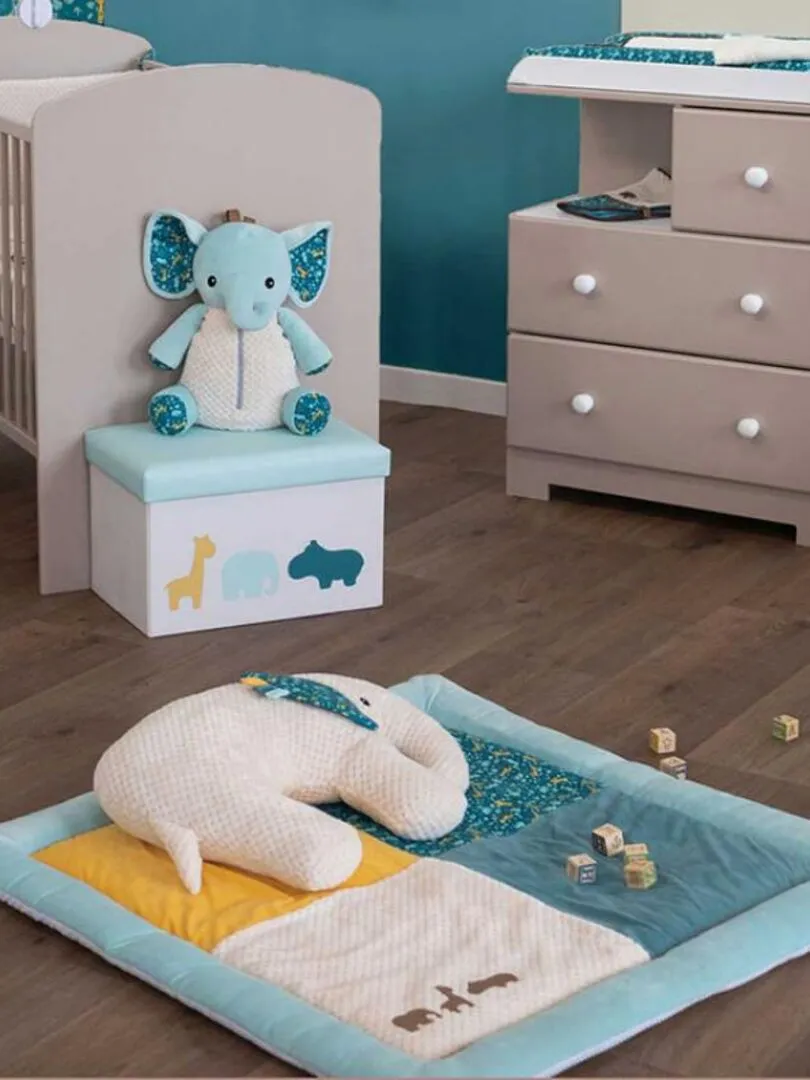 Fabric Toy Chest and Fabric Ottoman Zanimo - Blue