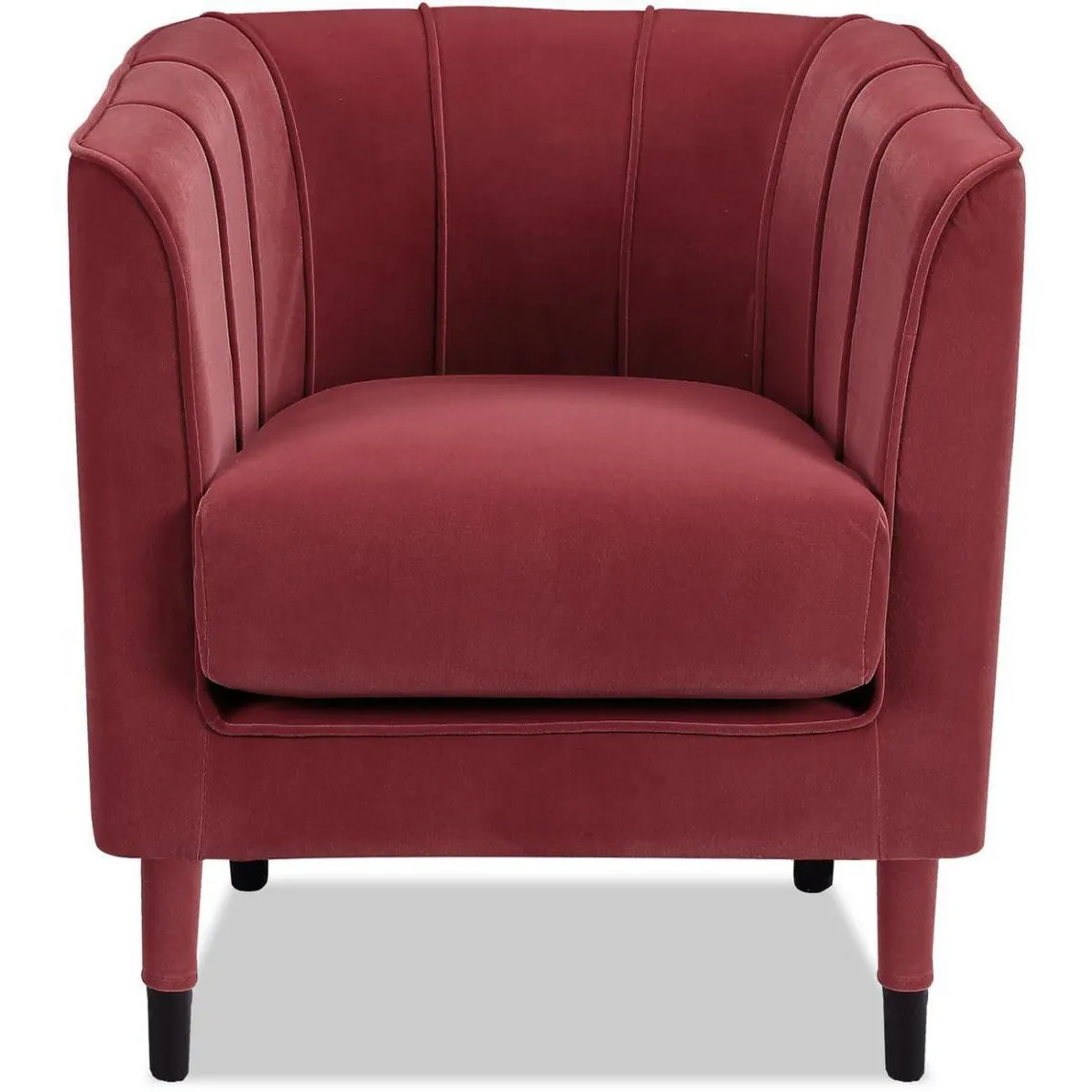 Fauteuil en tissu avec des pieds en bois BALTIMORE Rouge  | 3 Suisses