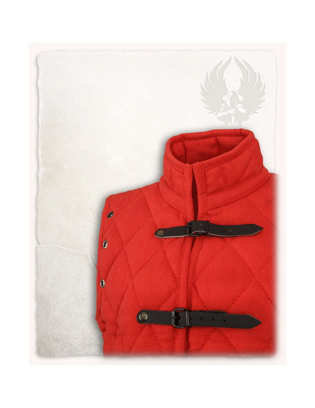 Gambeson médiéval Arthur rouge sur toile ⚔️ Boutique Épées