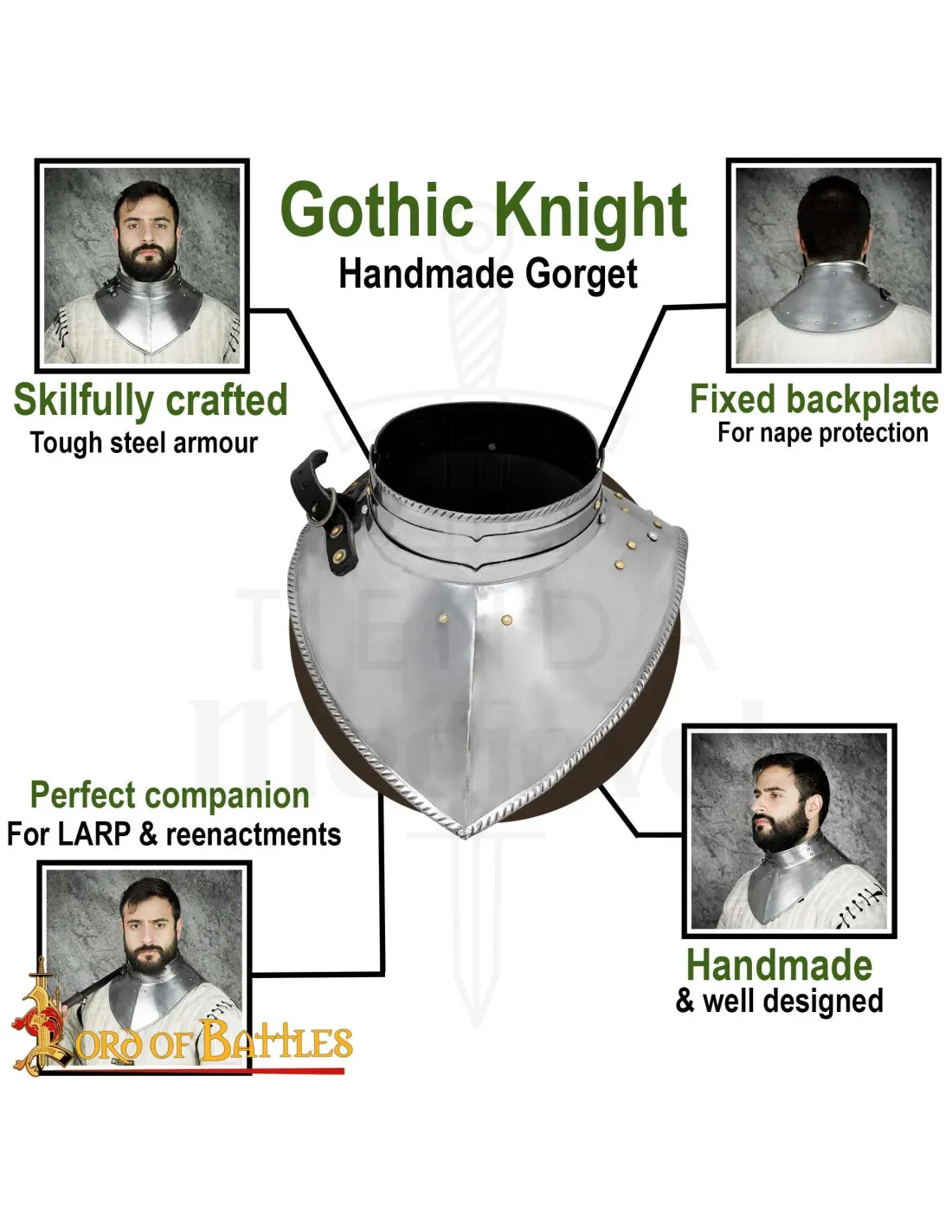 Gorgerin médiéval fin d'âge, acier doux ⚔️ Boutique Épées