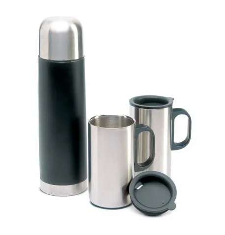 Gourde isolante à double paroi en acier 500 ml et 2 mugs de 220 ml 