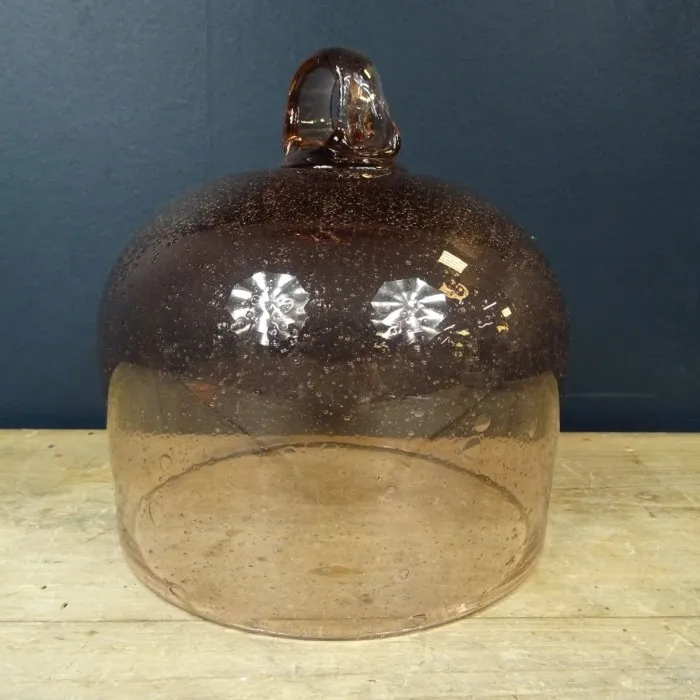 Grande cloche verre bullé rose BIOT - Le palais des bricoles