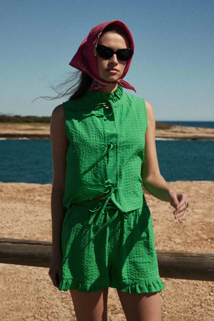 Green Vichy Checkered Top for Lawn - Search for Green and White Blouse for Garden  