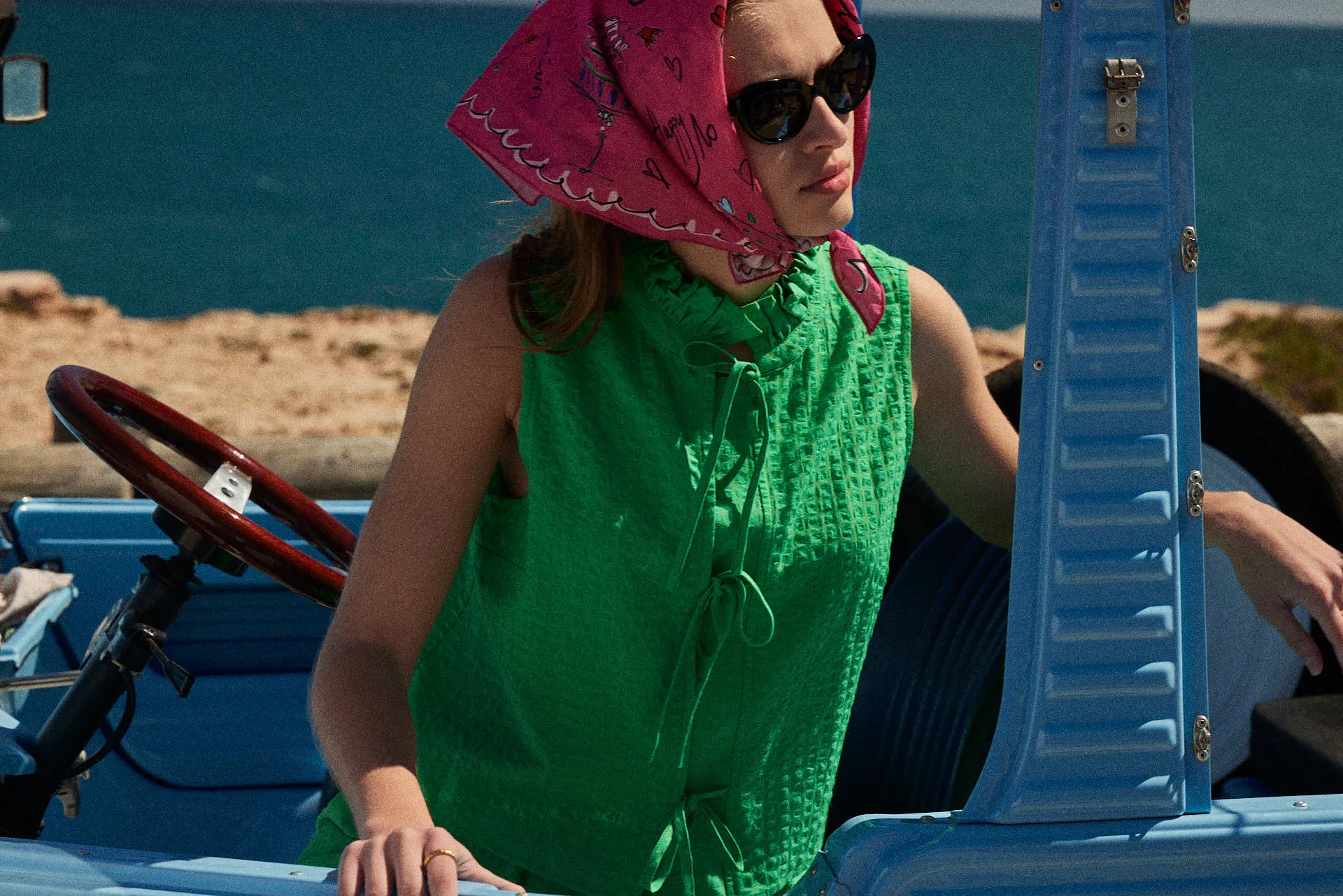 Green Vichy Checkered Top for Lawn - Search for Green and White Blouse for Garden  