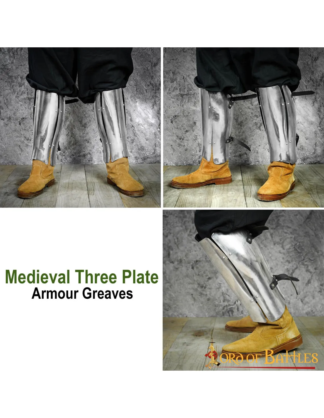 Grèves médiévales avec trois plaques d'acier doux ⚔️ Boutique Épées