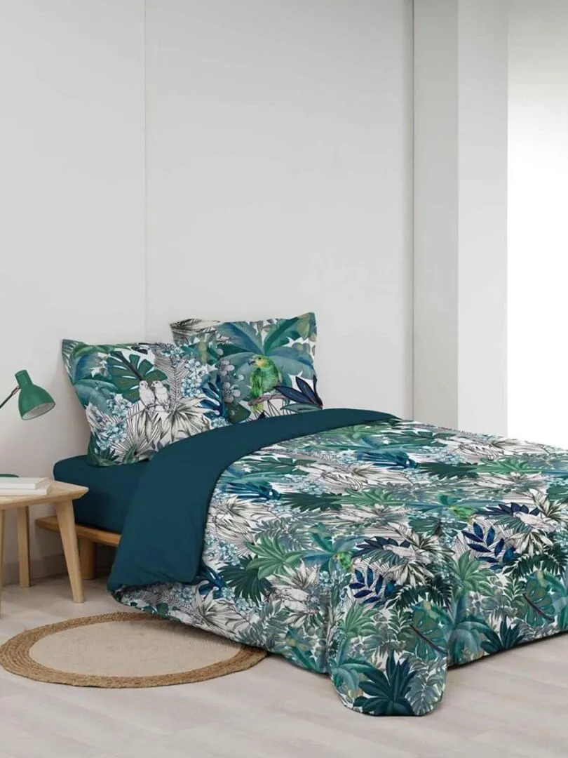 Housse de couette  + taie(s) Colibri coton percale 78 fils - Vert