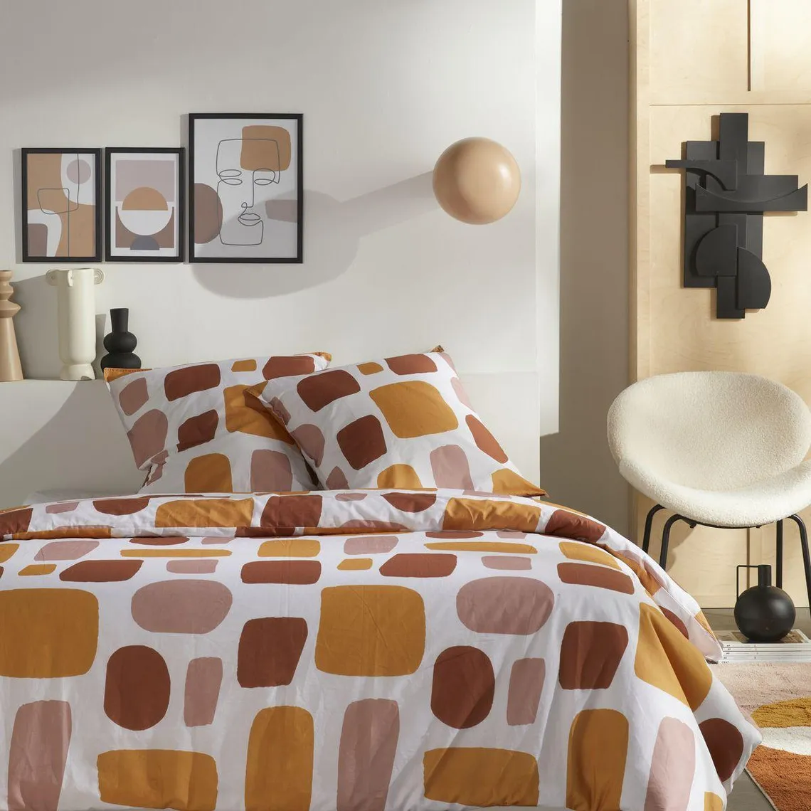 Housse de couette Blanche Coton 57fils Mood TODAY - Retro Mood | 3 Suisses