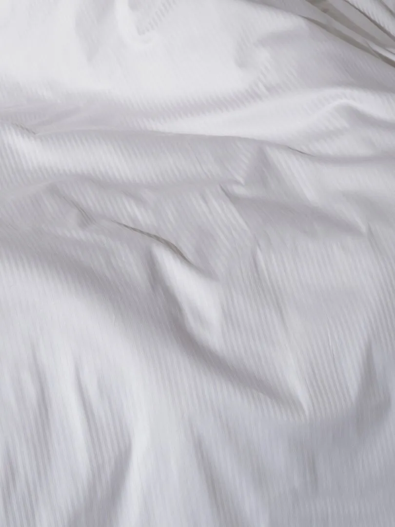 Satin Cotton Striped Duvet Cover - White