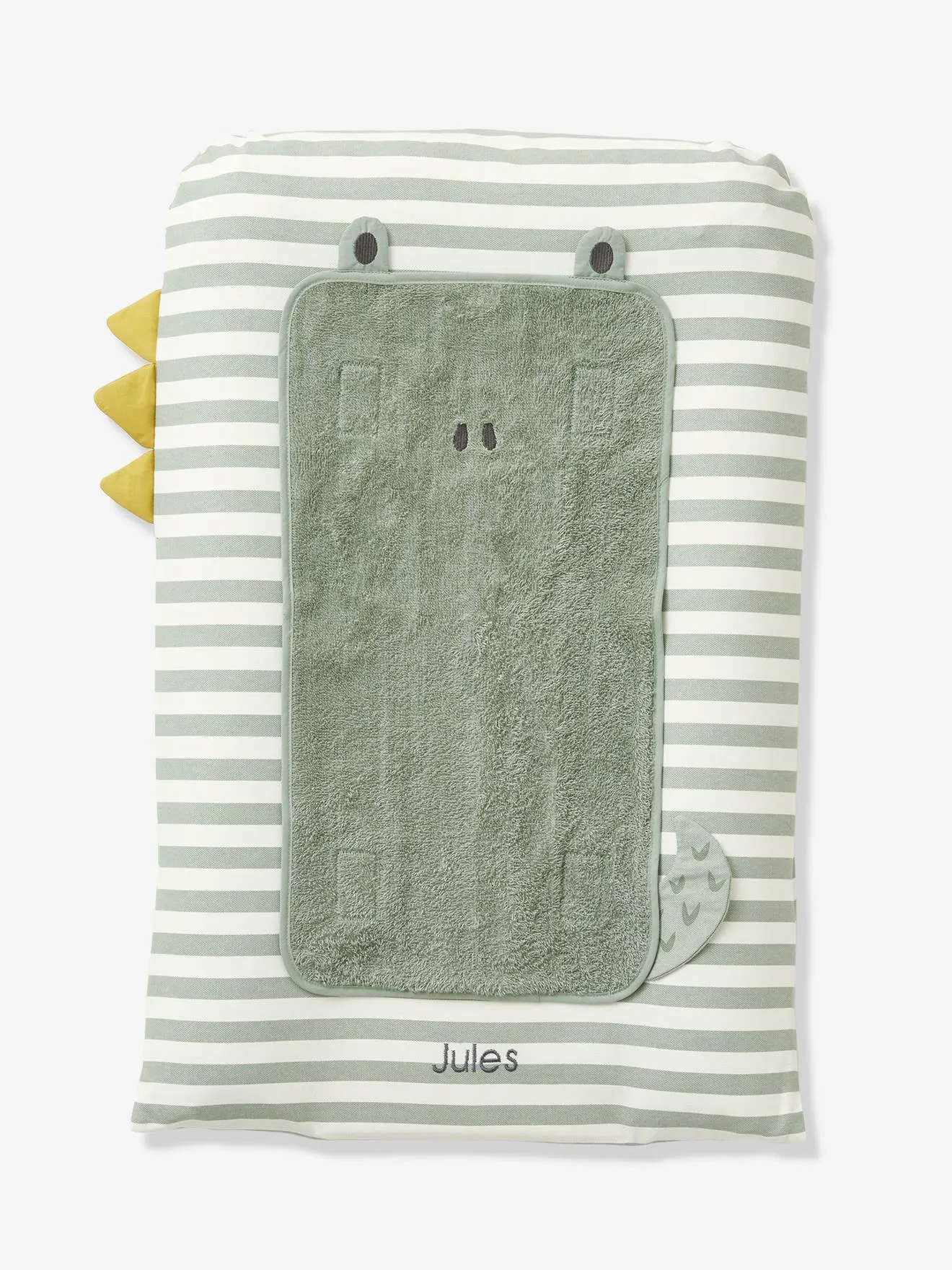 Housse pour matelas à langer personnalisable TREK rayé vert - Vertbaudet