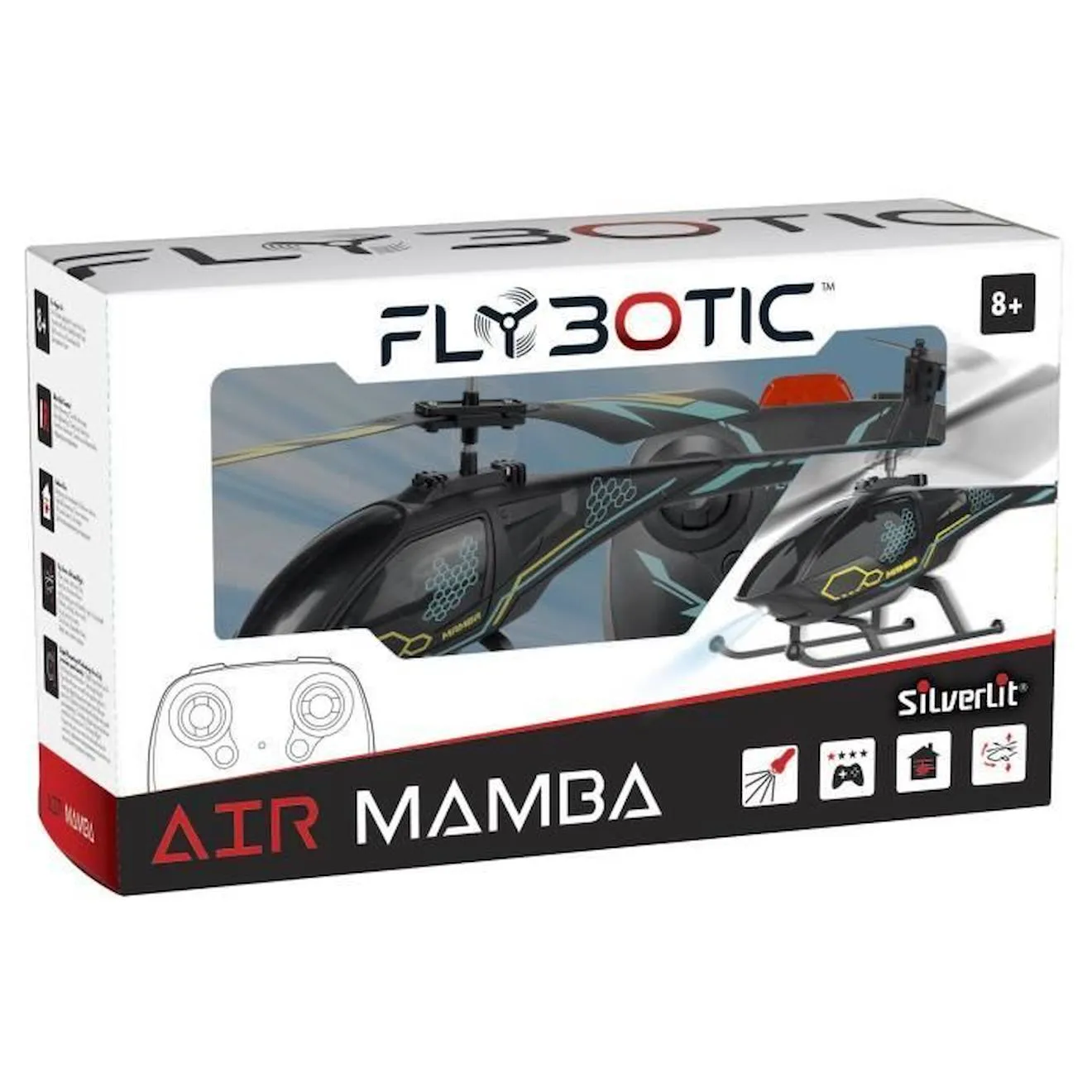Hélicoptère télécommandé AIR MAMBA - FLYBOTIC - Technologie infrarouge - 2 canaux - Noir et bleu noir - Flybotic