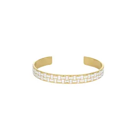 White Steel with Gold Tone Rio Bangle