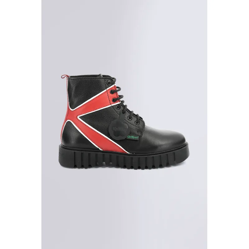 Kick Fabulous - Boots noir et rouge pour femme - Kickers © Site Officiel