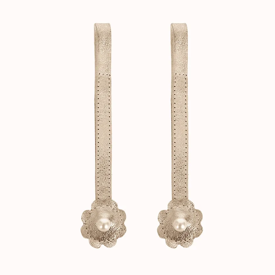 Lanières fleurs dorées avec perle