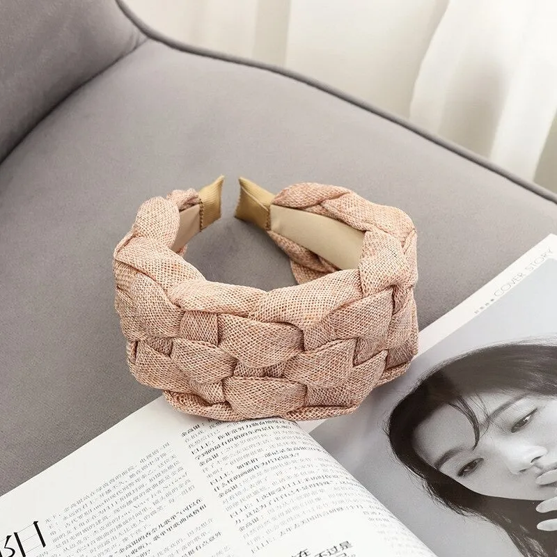 Large serre-tête tissu - tresse tissu sable