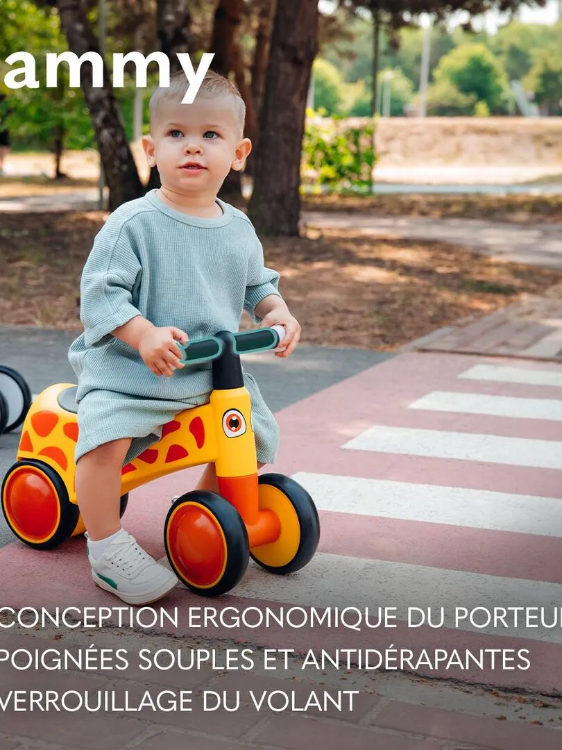 LIONELO Sammy - Vélo enfant - Draisienne à 4 Roues - Lumières colorées - 1-3 ans - Jusqu'à 30 kg - Blanc Noir