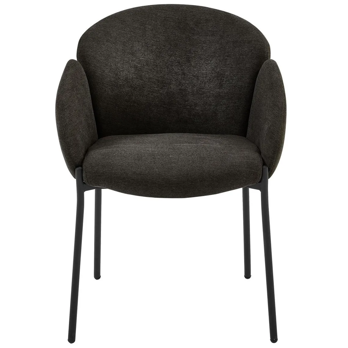 lot de 2 fauteuils de table en tissu chevron Gris souris et métal noir | 3 Suisses