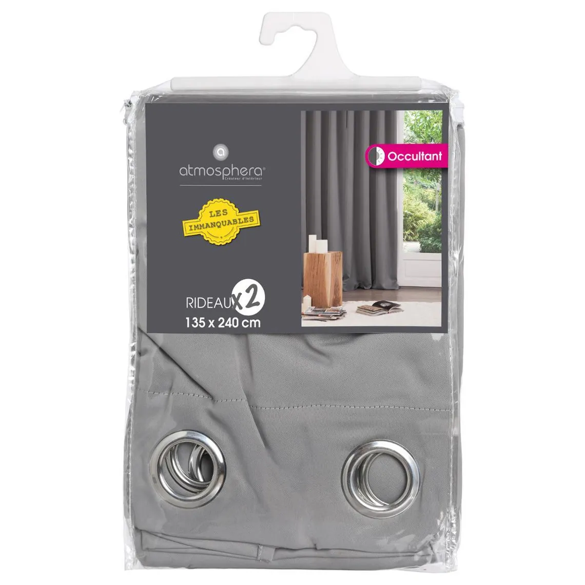 Lot de 2 rideaux occultants gris 135X240 | 3 Suisses