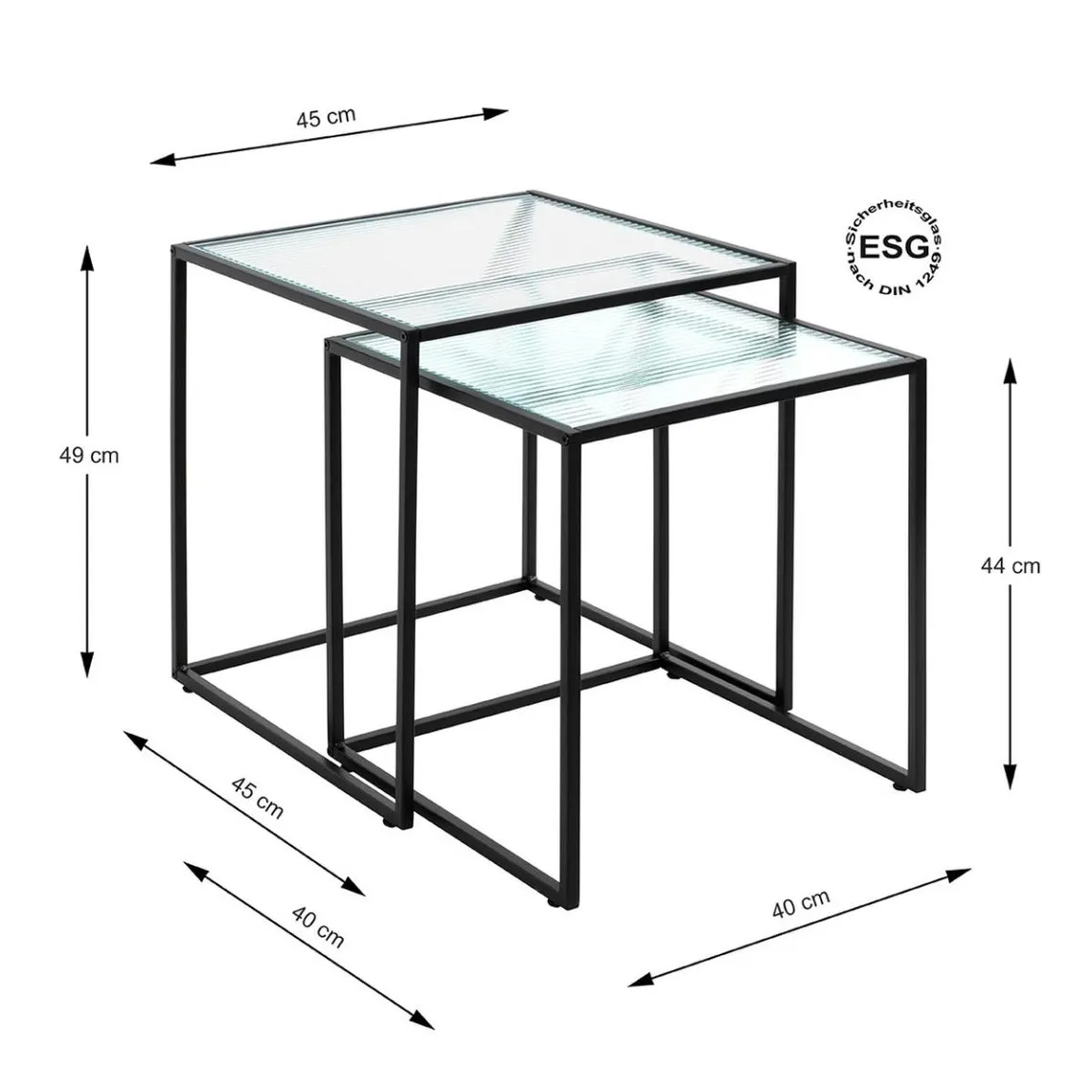 Lot de 2 tables d'appoint plateau verre trempé | 3 Suisses