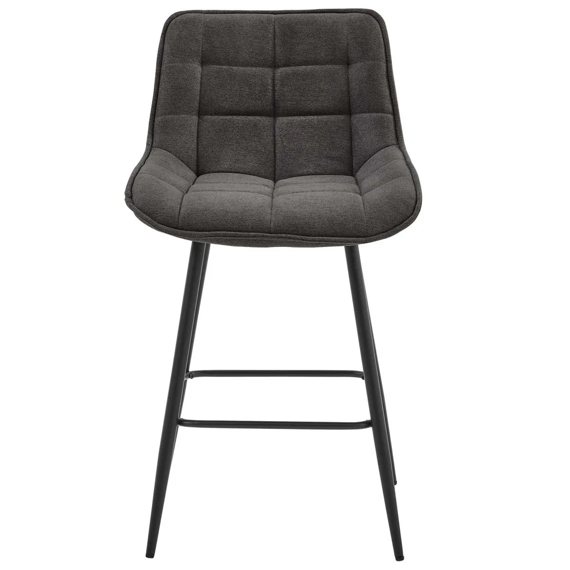 lot de 4 fauteuils de bar en tissu Gris souris et métal noir | 3 Suisses