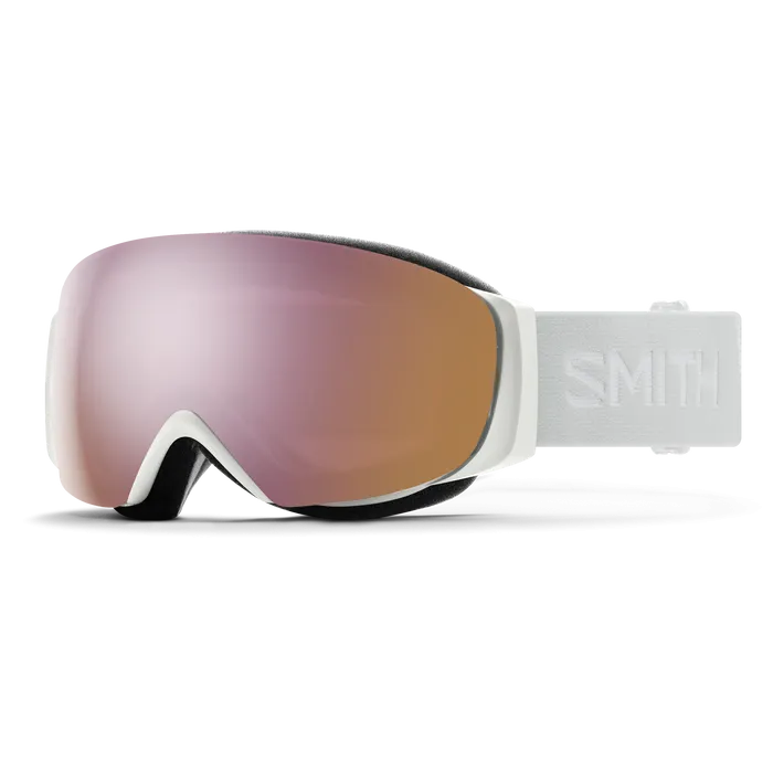 Masque de Ski I/O Mag S - White - Chromapop Everyday Rose Gold Mirror + Stom Blue Sensor Mirror