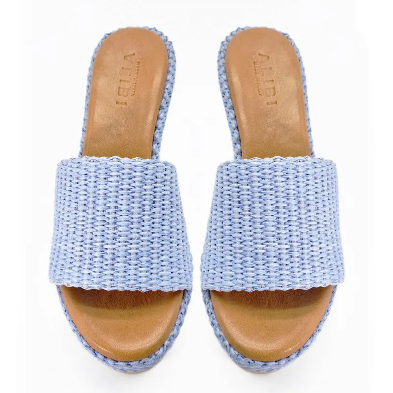 Blue raffia high-end mule sandal - Alibi - Scarpe shoes