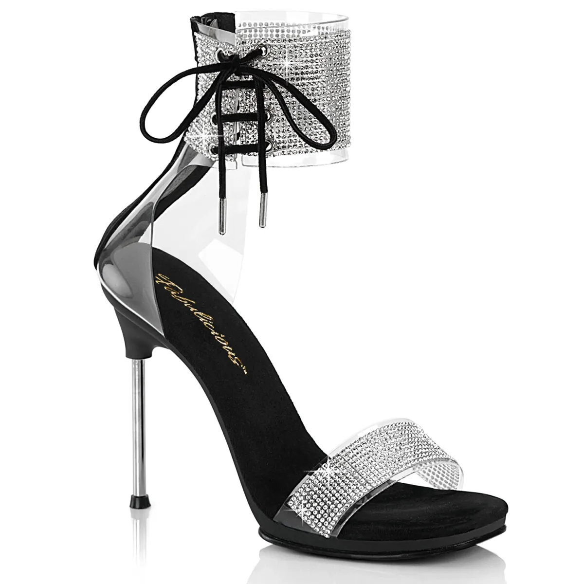 Noir 11,5 cm CHIC-47 bande de cheville sandales talon aiguille en métal