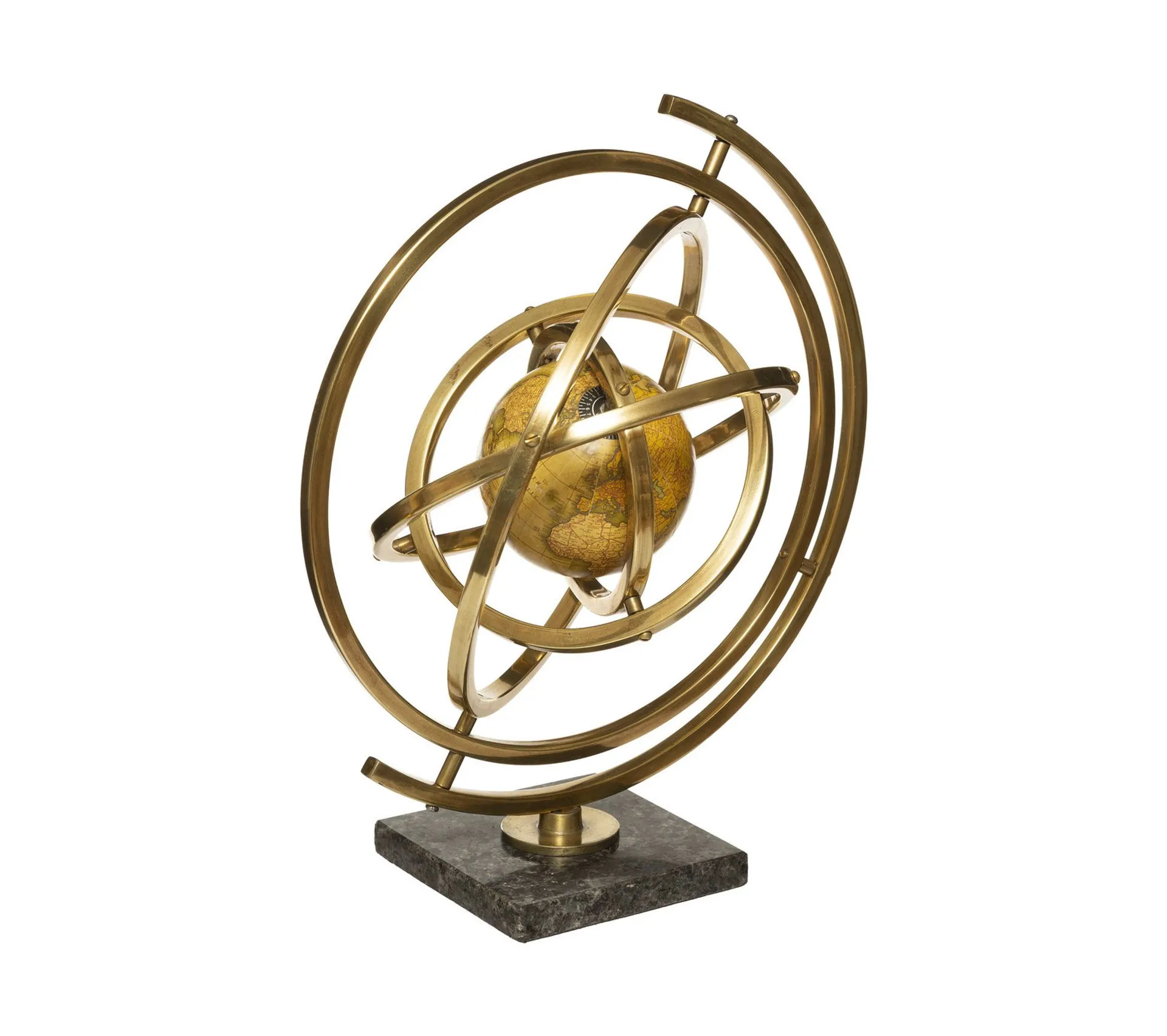 Objet Déco Globe En Métal Doré Avec Cerceaux Articulés D 30 X H 37 Cm