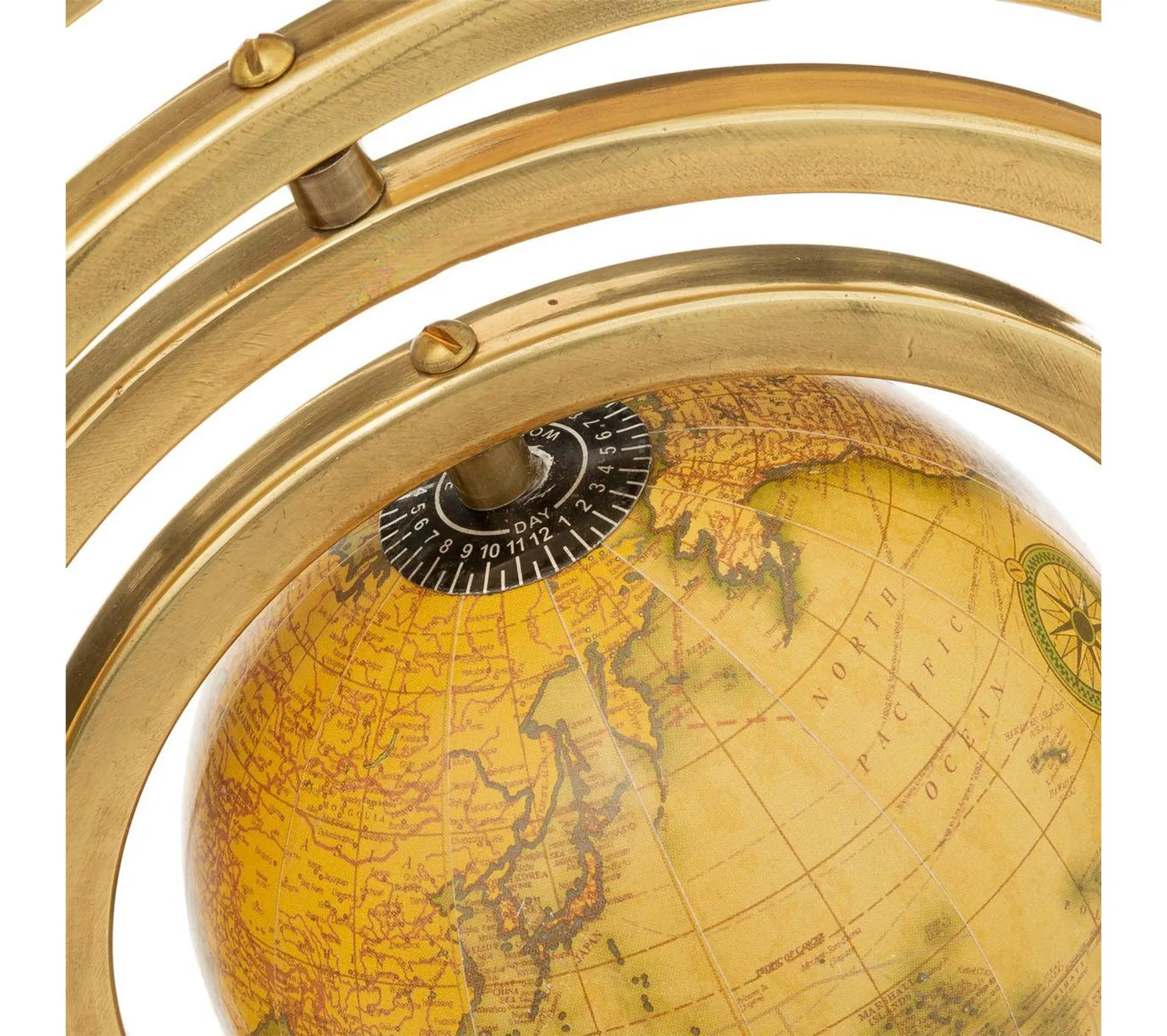Objet Déco Globe En Métal Doré Avec Cerceaux Articulés D 30 X H 37 Cm
