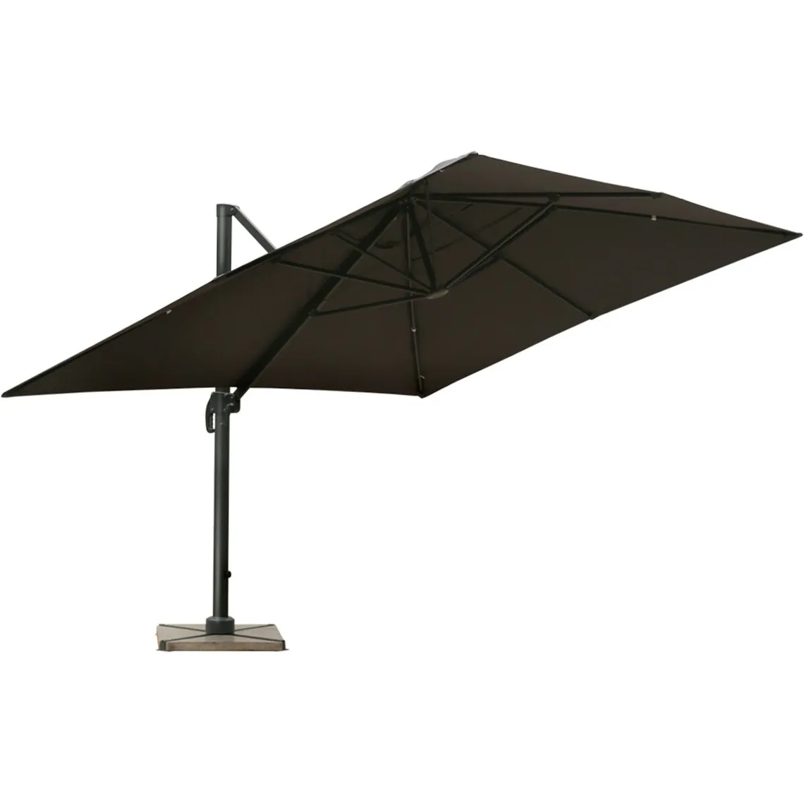 Parasol déporté rectangulaire gris foncé en toile Alberick | 3 Suisses
