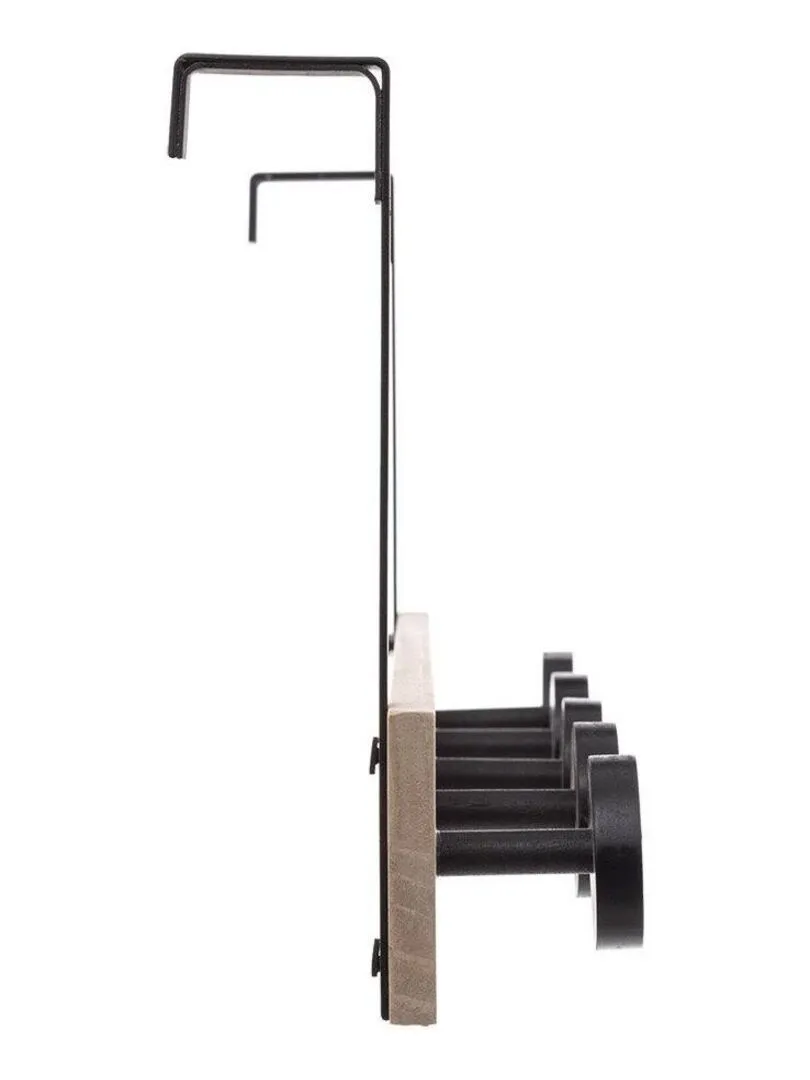 Wall-mounted wooden coat rack with 5 black heads - Black